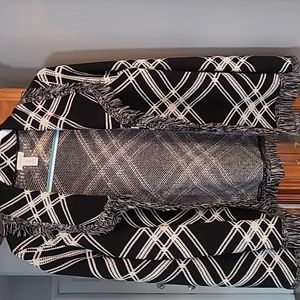 Chico's black and white wrap  fringed sweater/jacket size 1